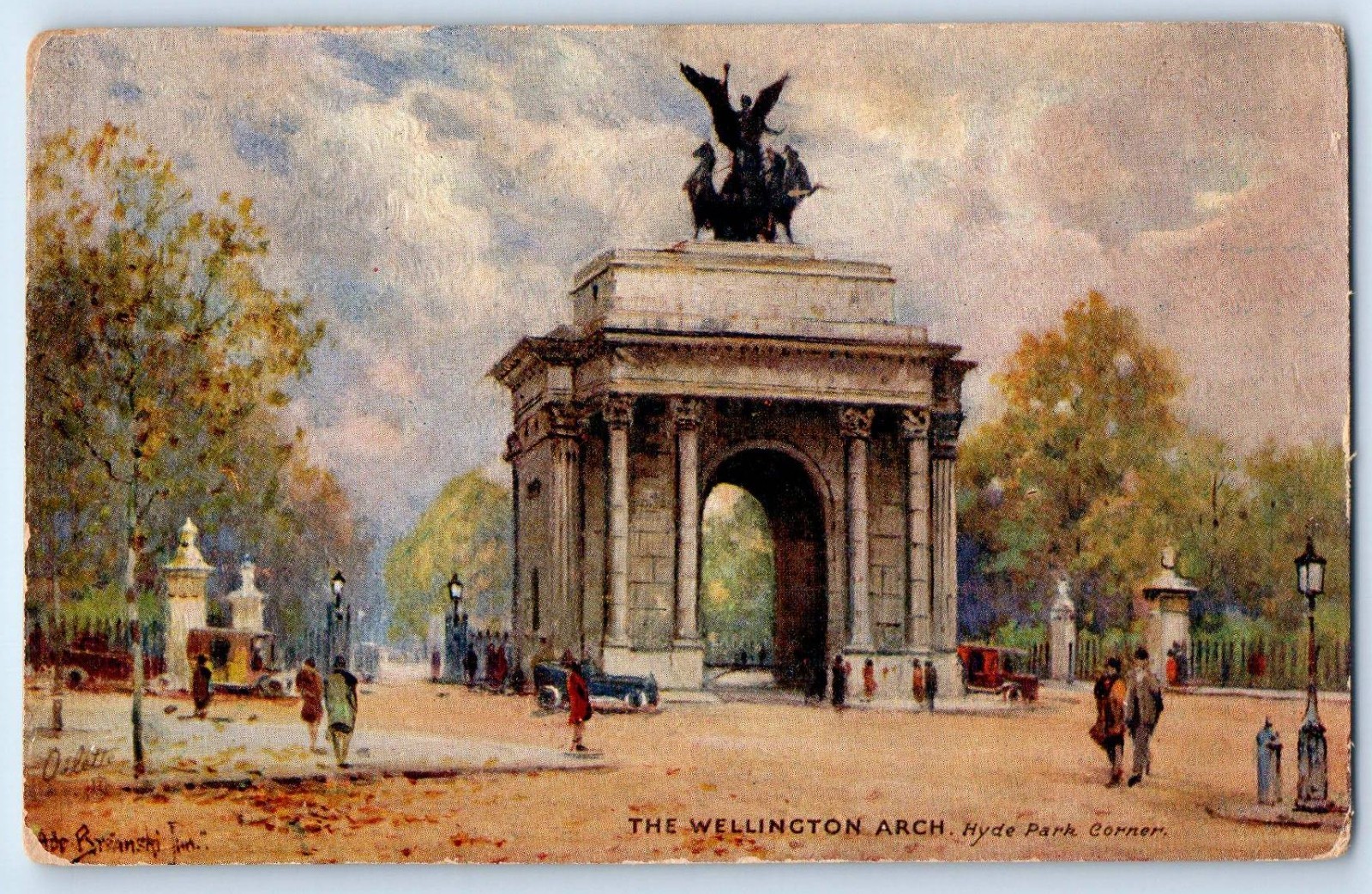 England Postcard Wellington Arch Hyde Park A. Breanski c1910 Oilette Tuck Art