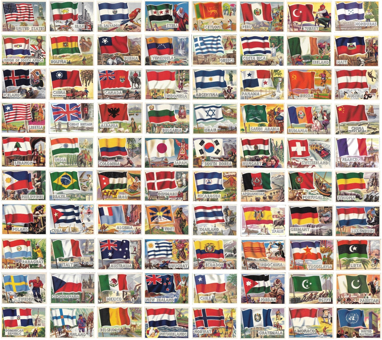1956 Topps Flags of the World Complete Set of 80 READ DESCRIPTION 