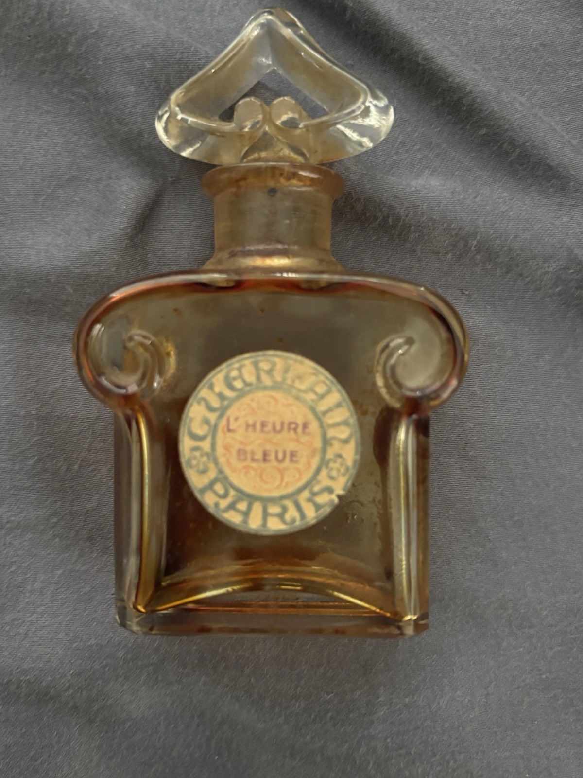 Vintage Baccarat Crystal Parfum Bottle,  L\'Heure Bleue - Guerlain Paris, Empty
