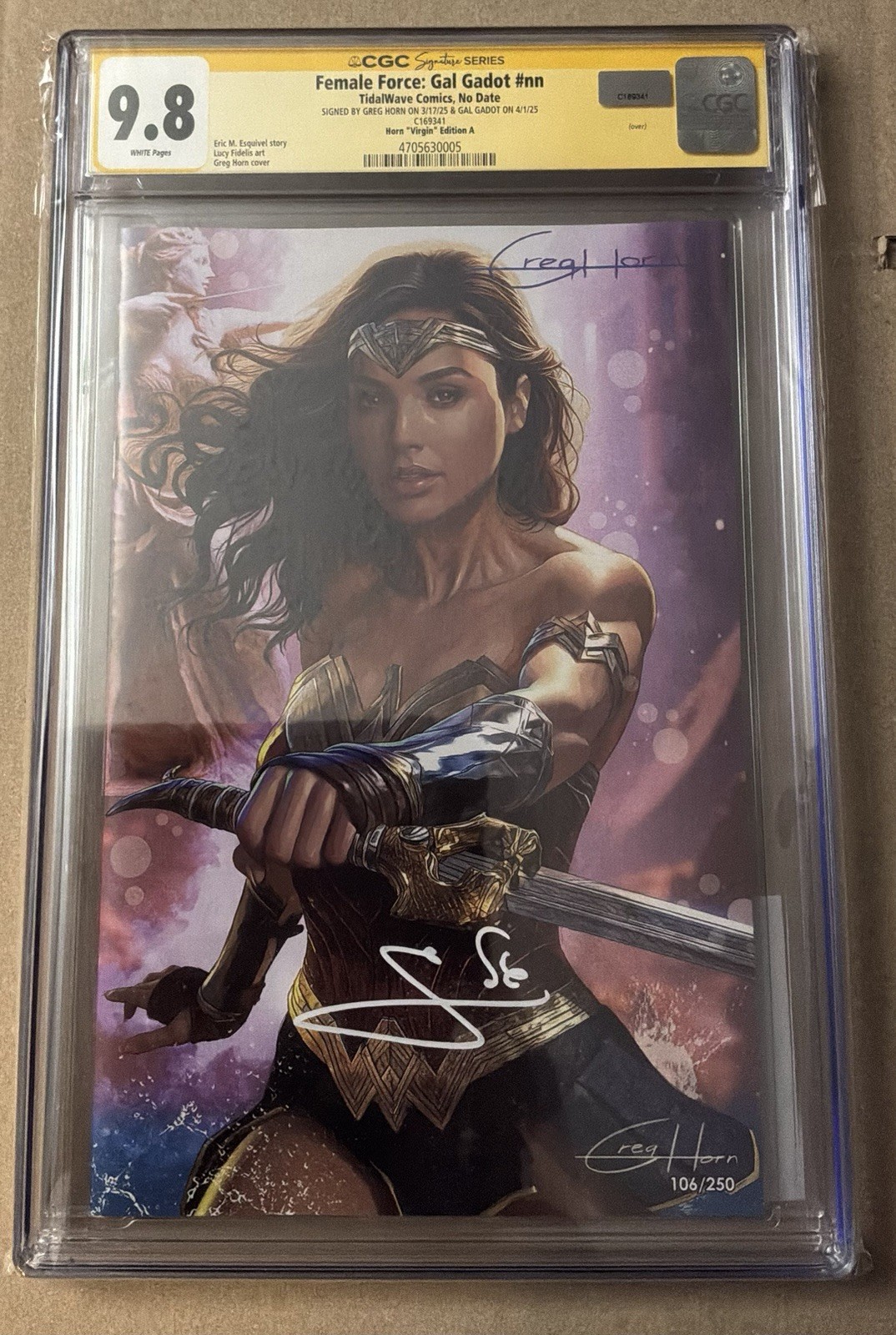 Female Force: Gal Gadot #nn (2025) Tidal Wave CGC 9.8 Greg Horn Gal Gadot Signed Female Force: Gal Gadot #nn (2025) Tidal Wave CGC 9.8 Greg Horn Gal Gadot Signed