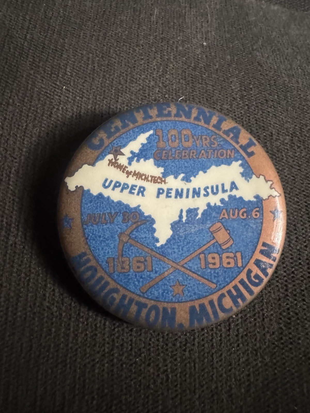 Houghton, Michigan Pinback Centennial 1961 Upper Peninsula