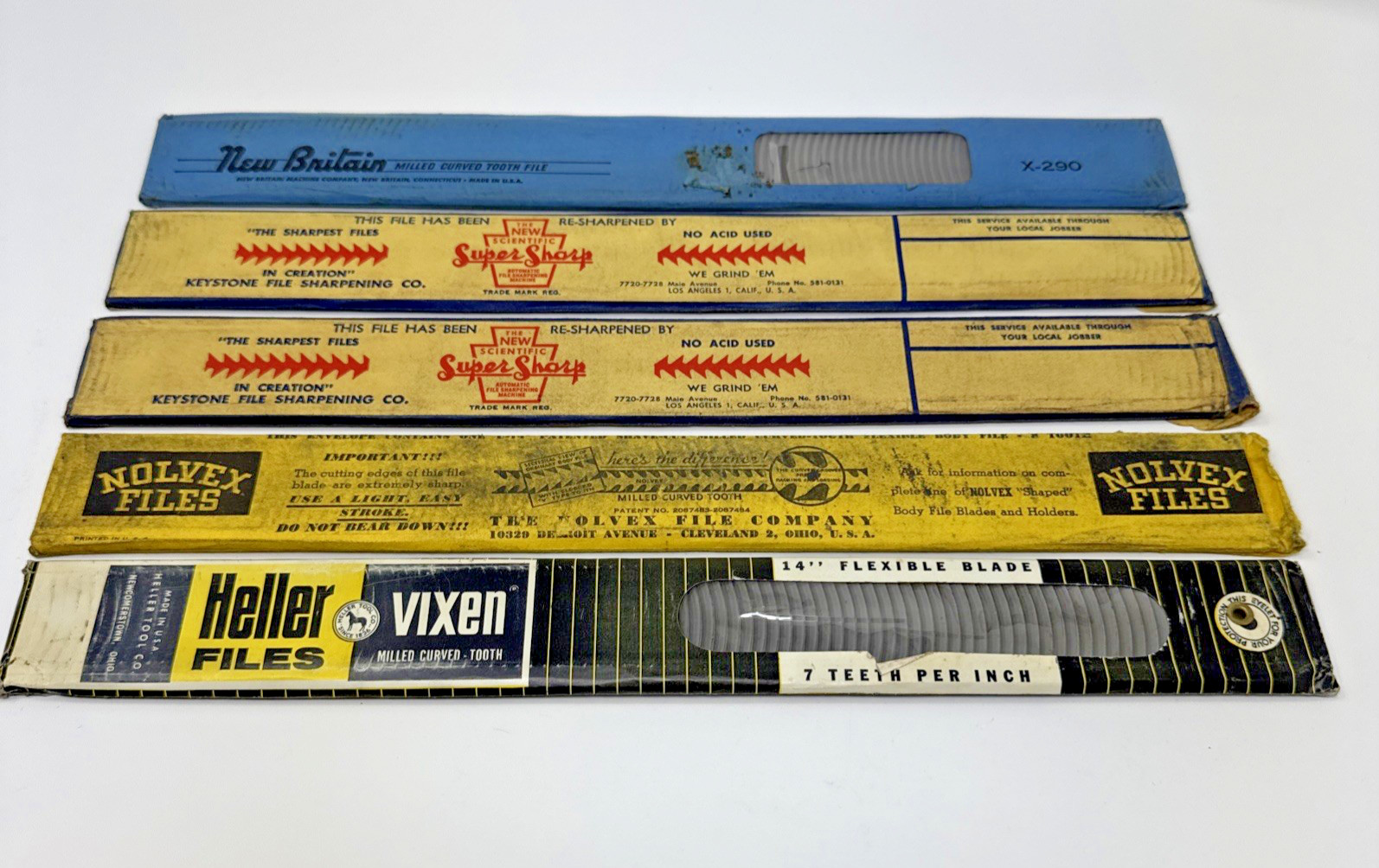 Lot of 5 NOS Vintage Vixen, Nolvex +3 Milled Curved Auto Body Files 14 Lot of 5 NOS Vintage Vixen, Nolvex +3 Milled Curved Auto Body Files 14