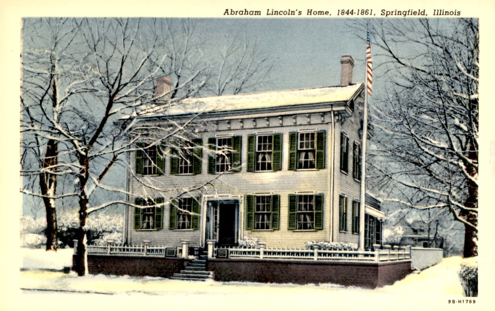Postcard IL Illinois Springfield Abraham Lincoln's Home Exterior Street View