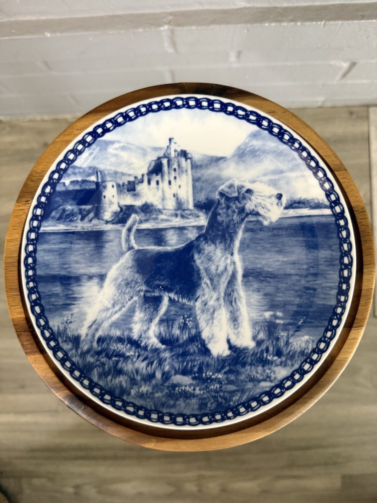 Lakeland Terrier Dog Collector Plate Tove Svendsen Denmark Blue White 8”