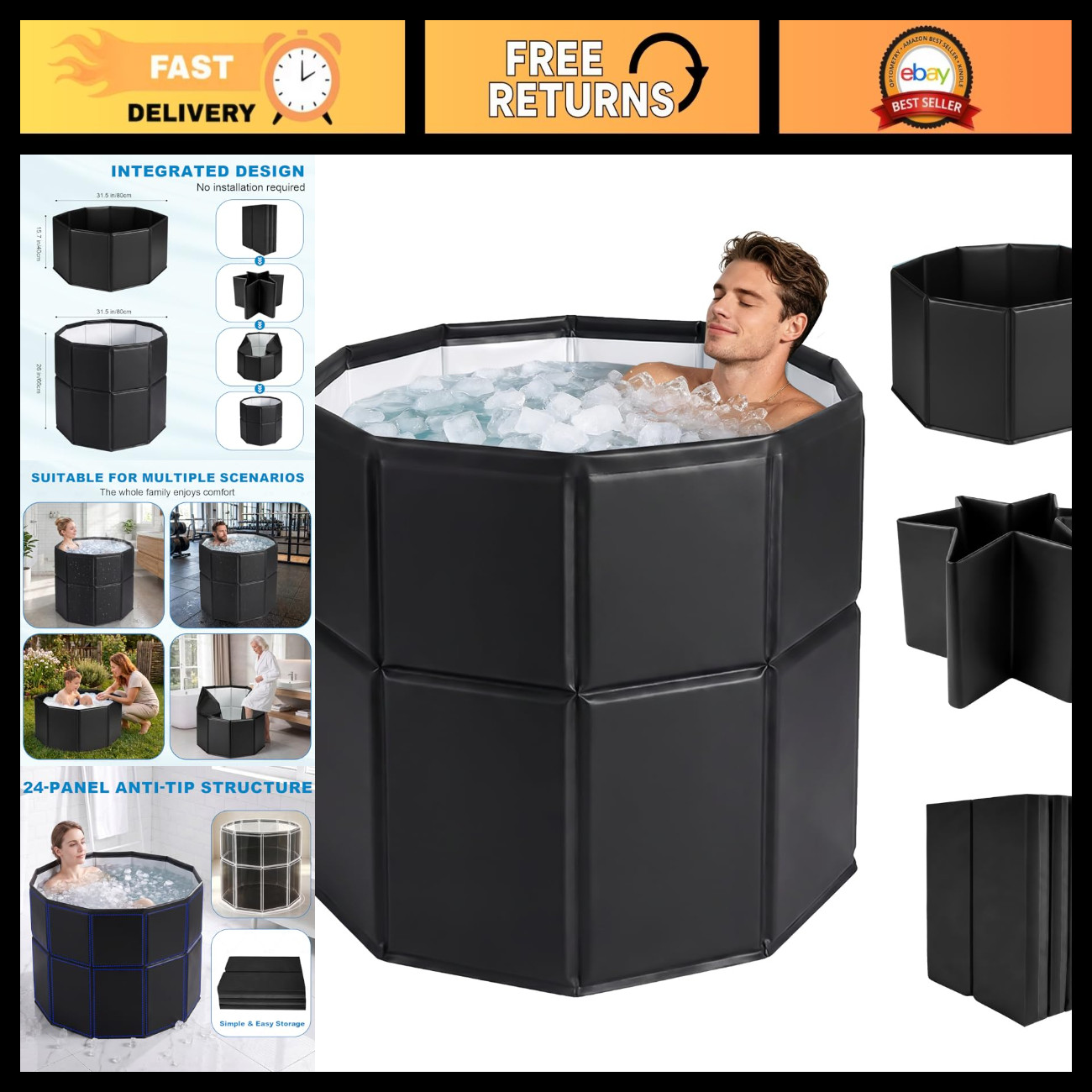 Portable Bathtub for Adults, 31.5