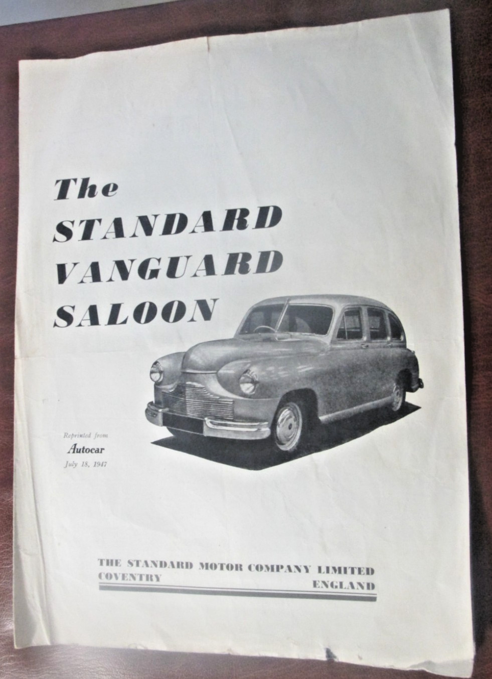 1947 AUTOCAR Profile of Standard Vanguard Saloon Classic Car Ephemera Re-Print
