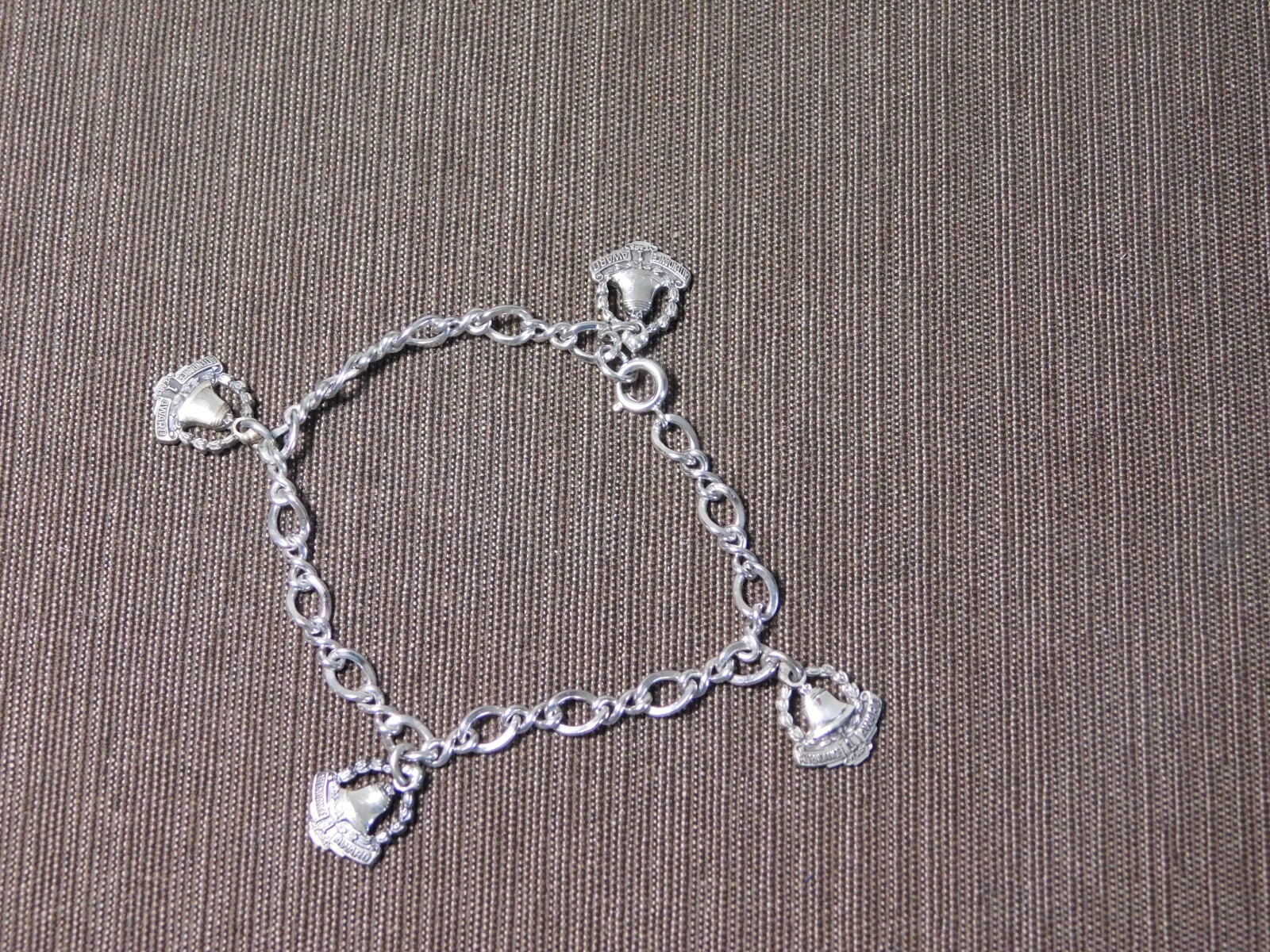 VINTAGE BELL TELEPHONE  STERLING SILVER 1 YEAR ATTENDANCE AWARD CHARM BRACELET