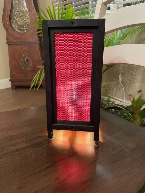 Red Berry Thailand Lanna VNT handmade woven Asian bamboo Zen lamp 11X5\