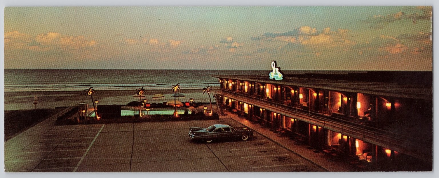 Swan Motel Wildwood Crest NJ Postcard Ocean Front c1950s Classic Car 3.5\ Swan Motel Wildwood Crest NJ Postcard Ocean Front c1950s Classic Car 3.5\