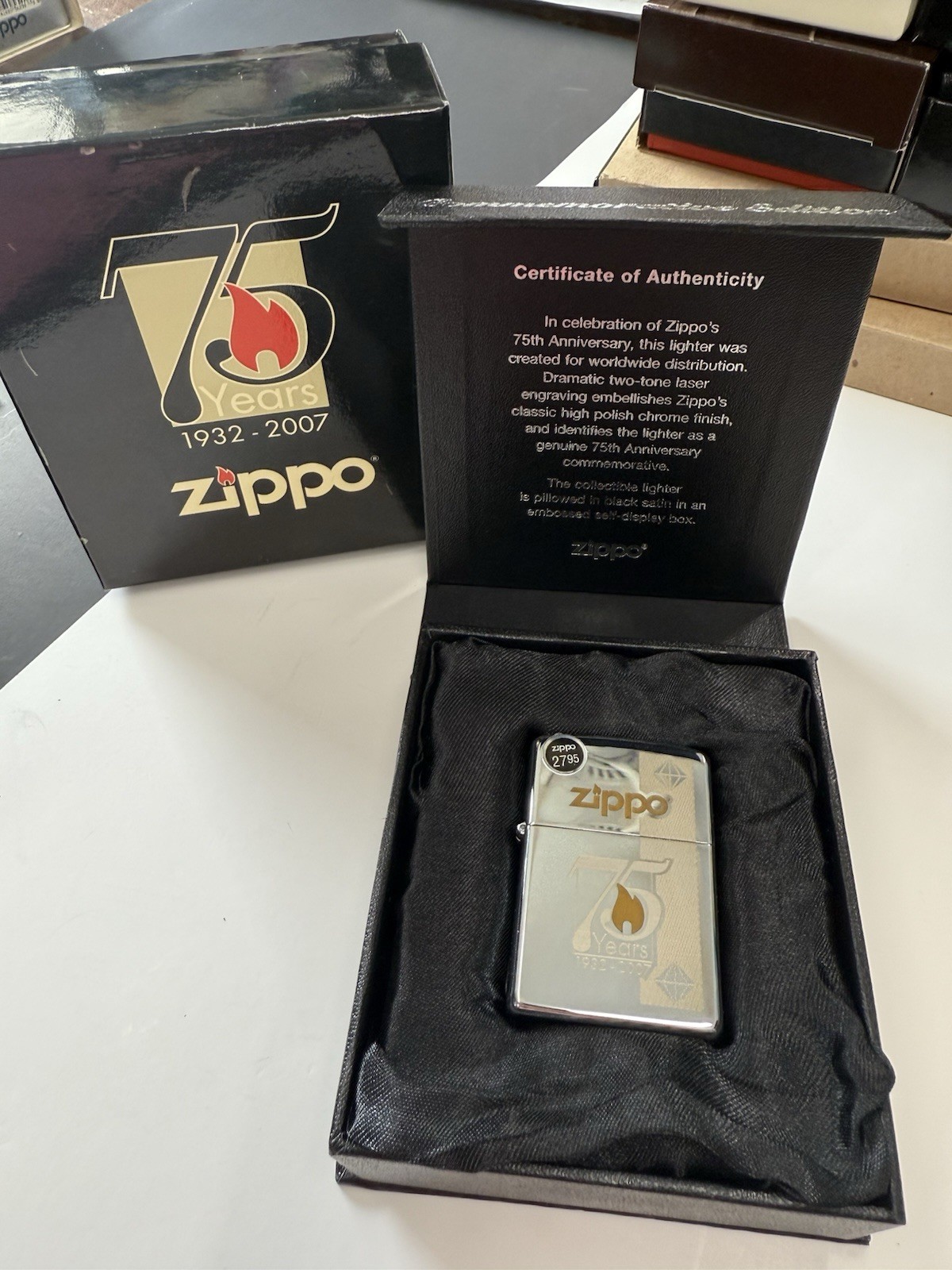 ZIPPO 2007 75 YEARS ANNIVERSARY 1932-2007 LIGHTER SEALED IN BOX #698 ZIPPO 2007 75 YEARS ANNIVERSARY 1932-2007 LIGHTER SEALED IN BOX #698