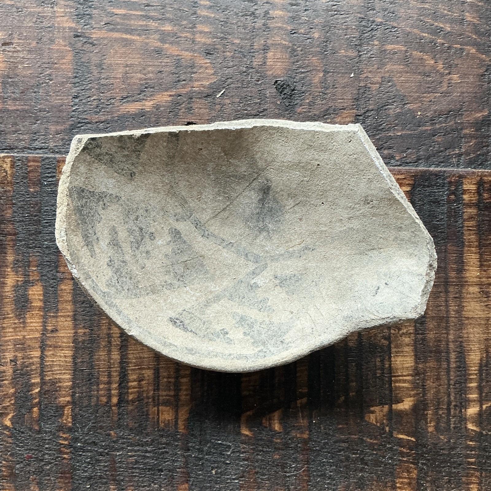 Primitive Gray Clay Ladle Fragment Shard, Small, Unsigned Chaco Era