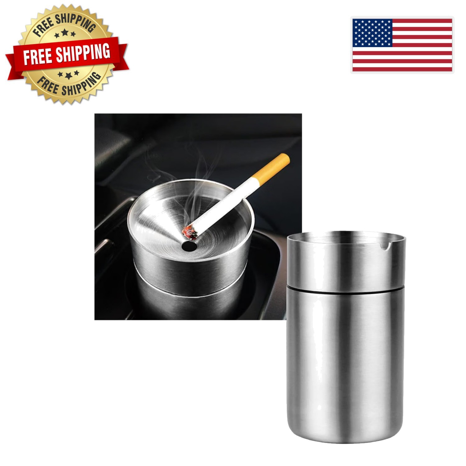 Car Ashtray, Portable Stainless Steel Auto Ash Tray, Detachable Smokeless Ash... Car Ashtray, Portable Stainless Steel Auto Ash Tray, Detachable Smokeless Ash...