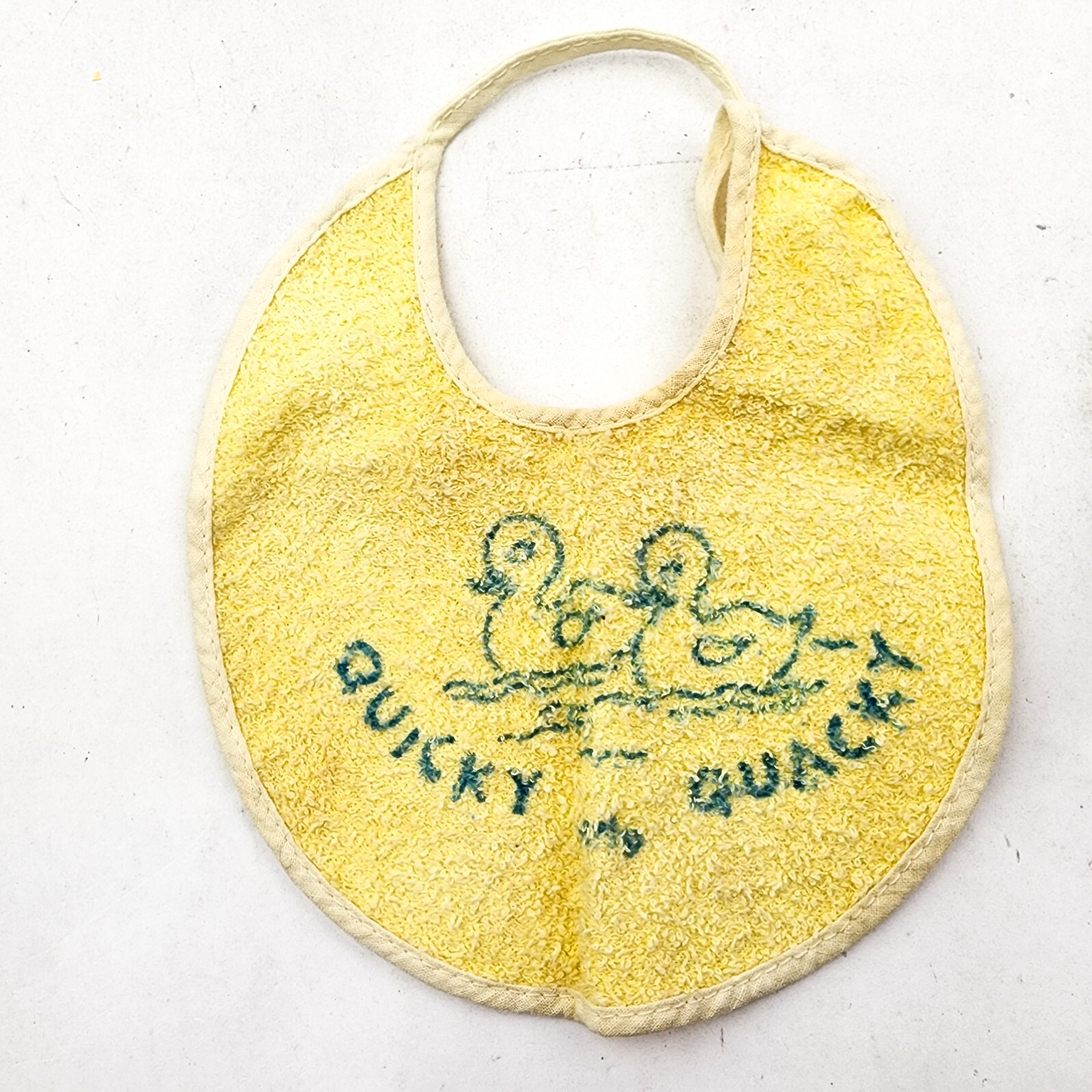 Vintage Baby Bib Small Duck Duckling Yellow Quicky Quacky