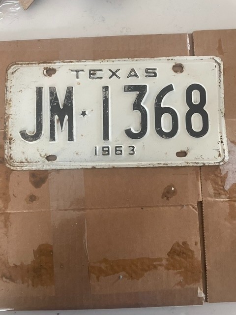 Vintage 1963 Texas License Plate Single JM-1368 Garage Decor Man Cave 63 TX Vintage 1963 Texas License Plate Single JM-1368 Garage Decor Man Cave 63 TX