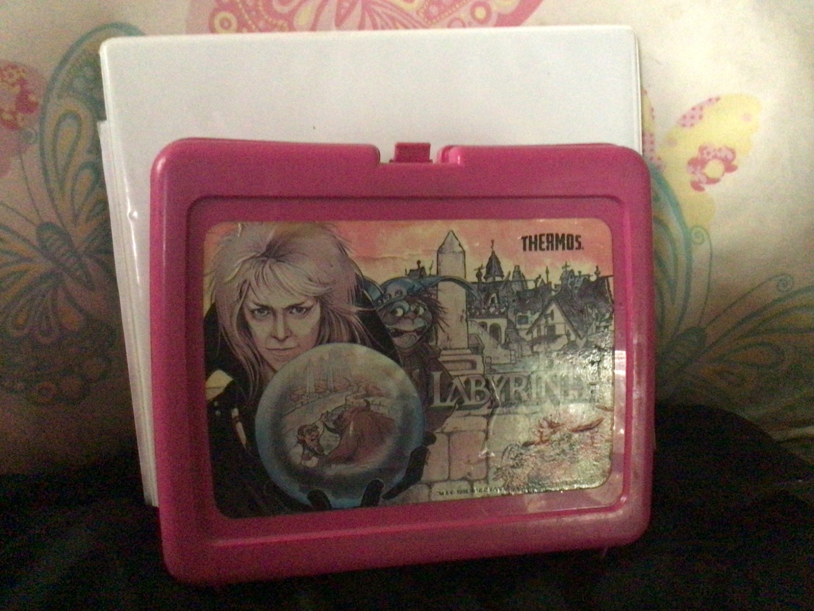 Labyrinth Movie Thermos Plastic VTG. Lunchbox 1986 Muppet/ BOWIE RARE NO Thermos