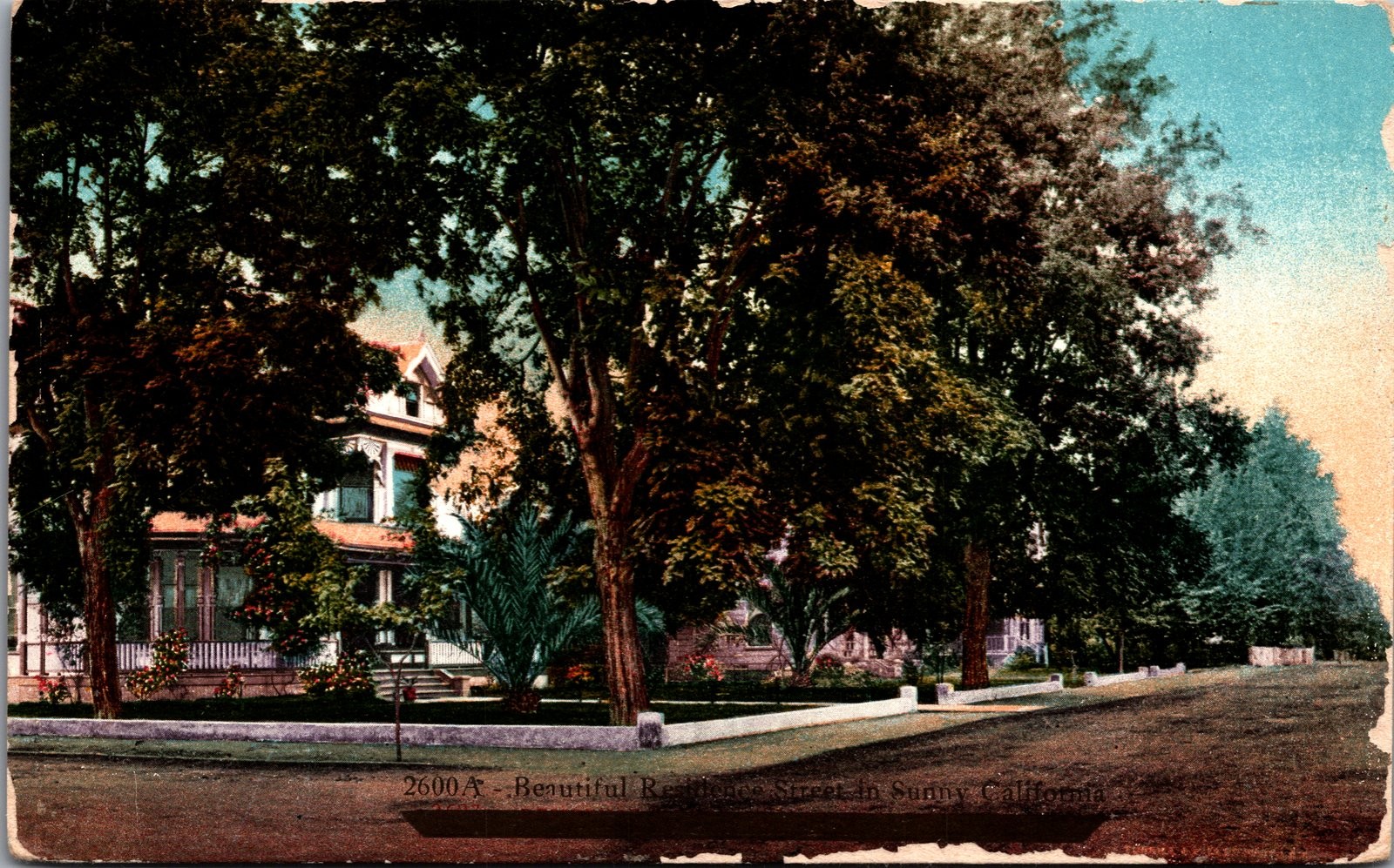 Antique Postcard Beautiful Residence Street in Sunny California E.H. Mitchell