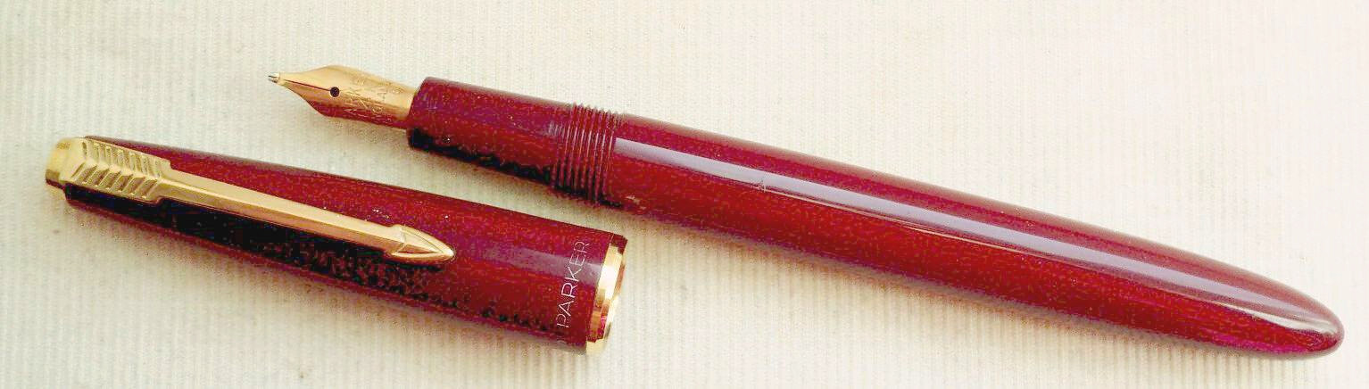 VERRY RARE PARKER SLIMFOLD in RED/GOLD, 14K Gold Nib from circa 1960