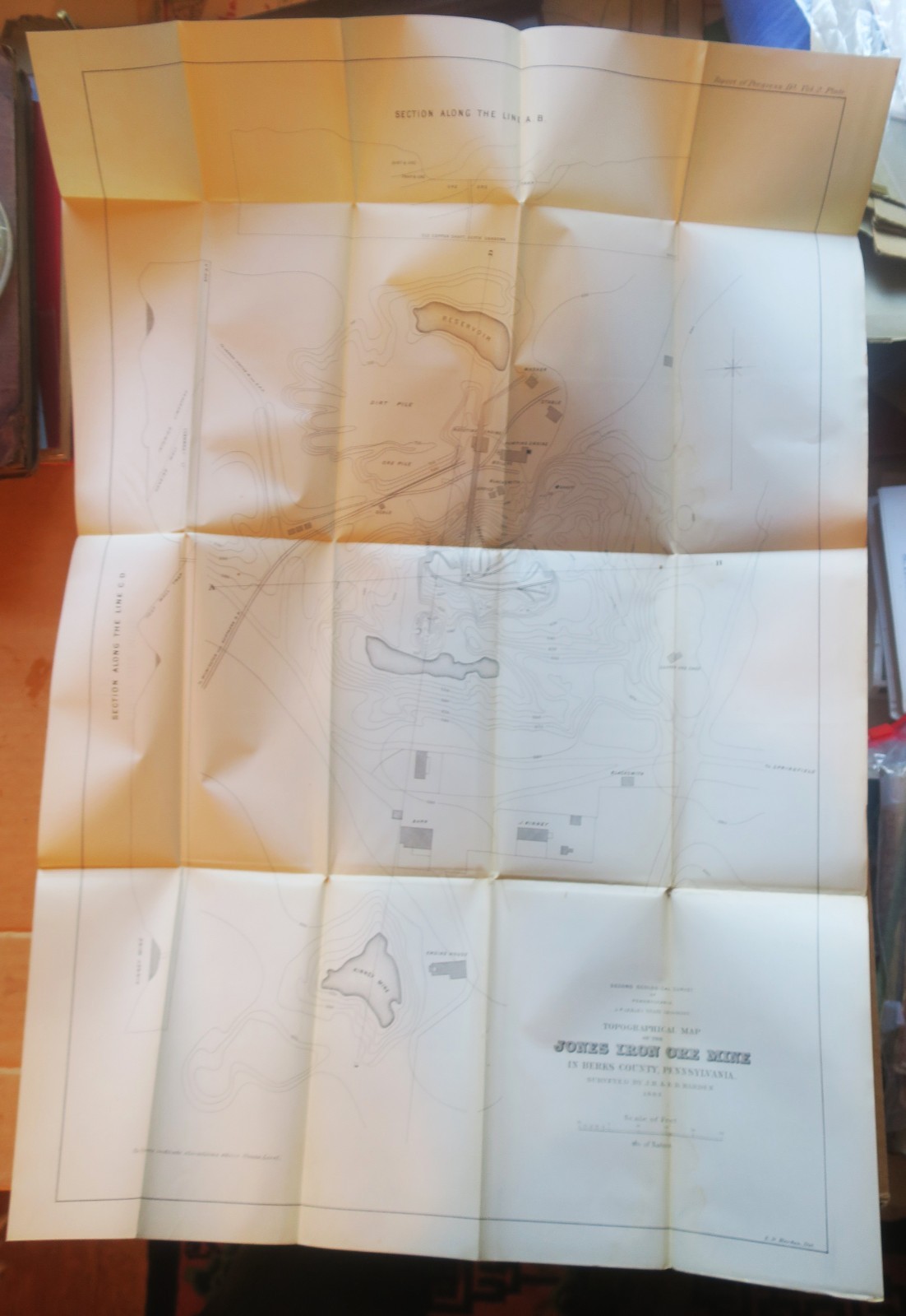 1882 Map of Jones Ore Mines,Berks County Pennsylvania, VG,Buildings,Railroad, VG