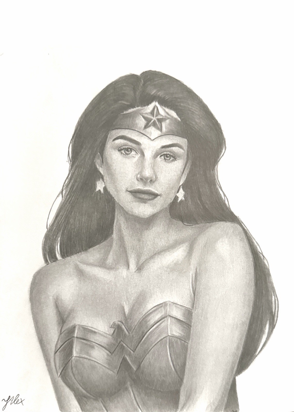 Kristin Davis as Wonder Woman (DC) - 9x12 Hand-Drawn Original Art by JAlex w/COA Kristin Davis as Wonder Woman (DC) - 9x12 Hand-Drawn Original Art by JAlex w/COA