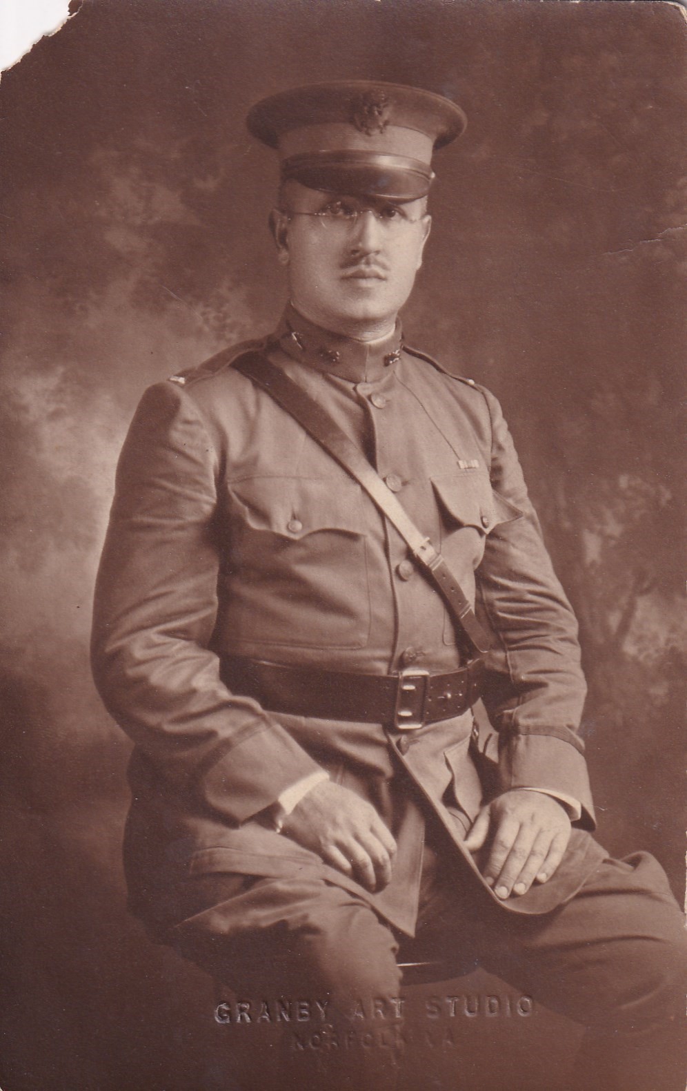 Original WWI RPPC Real Photo Postcard US ARMY LIEUTENANT with SAM BROWN BELT 488