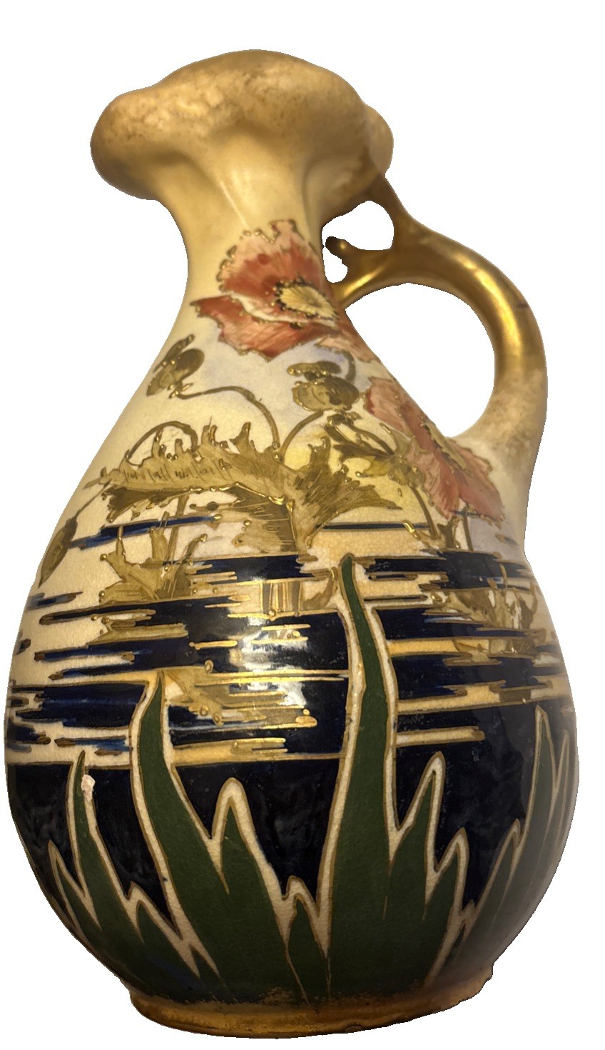 Antique RStK Amphora Turn Teplitz Poppy Landscape Ewer Pitcher Art Nouveau 9” Antique RStK Amphora Turn Teplitz Poppy Landscape Ewer Pitcher Art Nouveau 9”