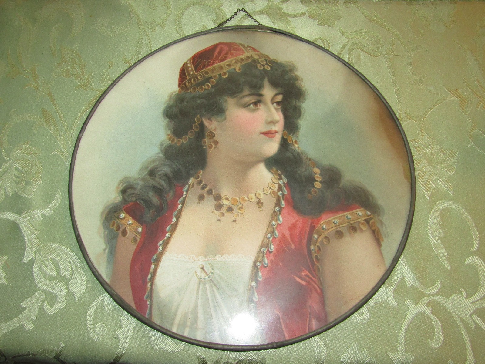 LOVELY Antique Victorian Gypsy In Red Framed *1907* 12