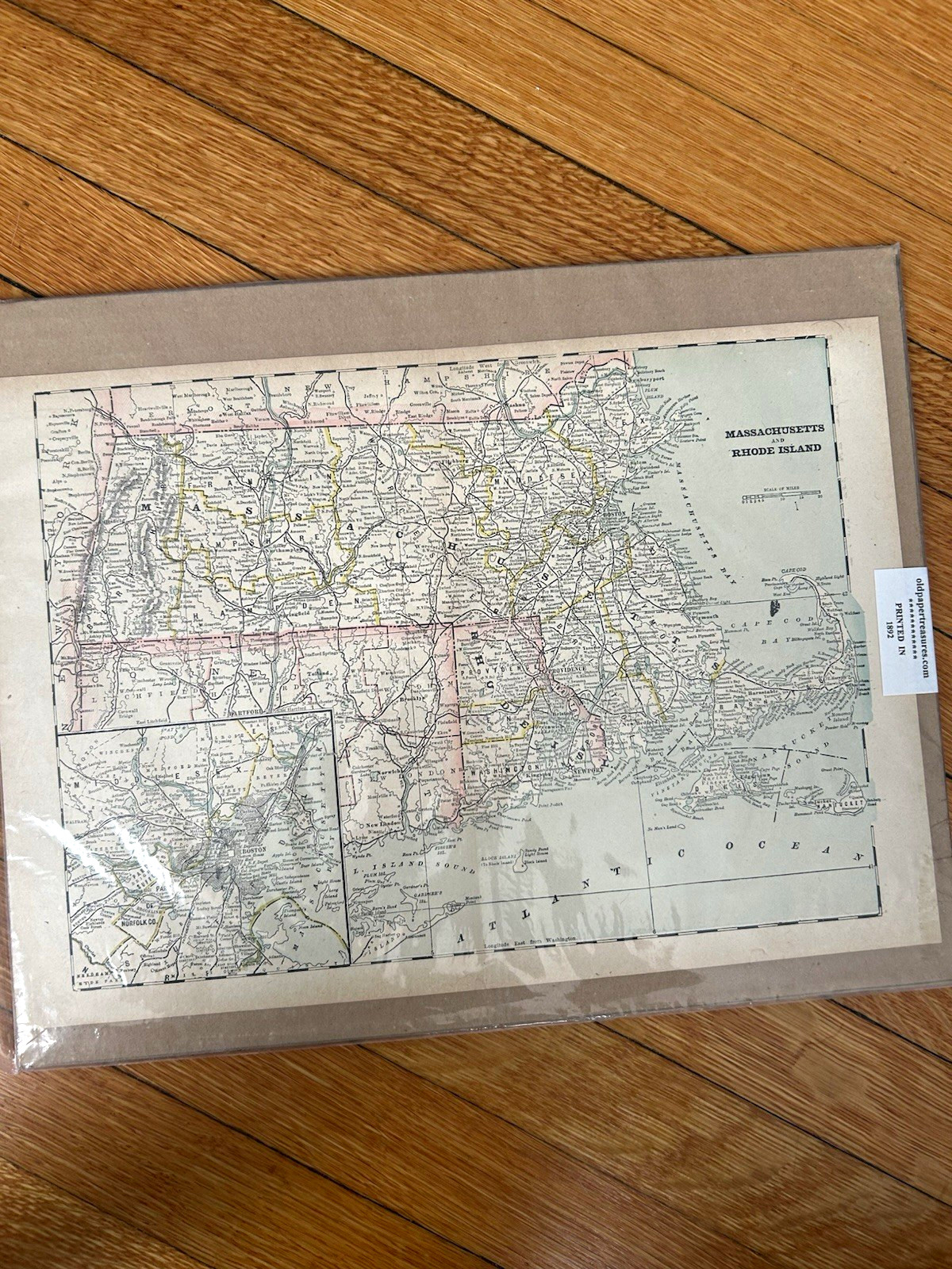 Massachusetts and Rhode Island Map Print - United States Regional Map