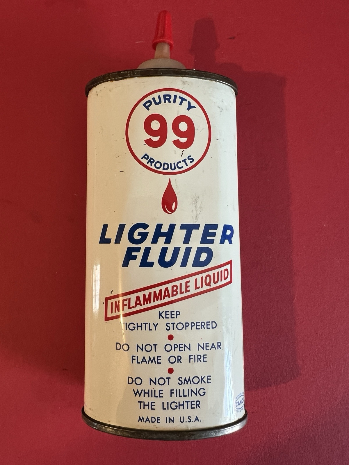 VERY RARE (1940-60s) VINTAGE PURITY 99 LIGHTER FLUID FUEL TIN CAN HANDY OILER VERY RARE (1940-60s) VINTAGE PURITY 99 LIGHTER FLUID FUEL TIN CAN HANDY OILER