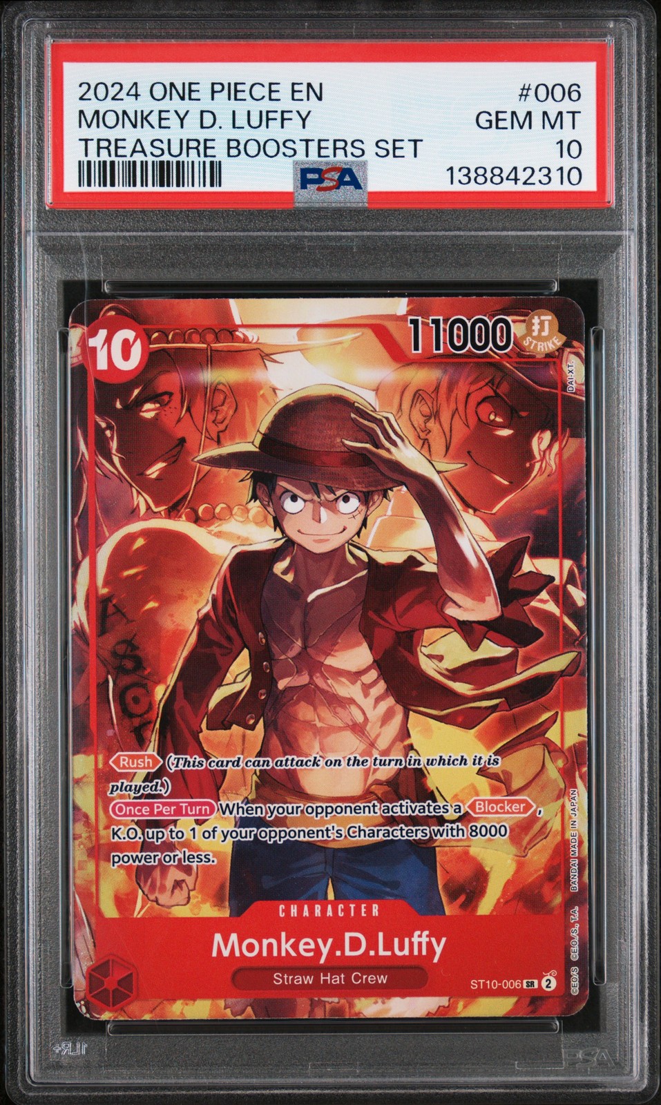 2024 ONE PIECE PROMOS TREASURE BOOSTERS SET #006 MONKEY D. LUFFY PSA 10