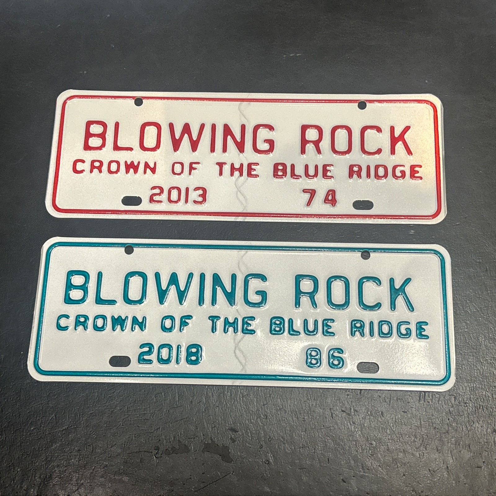 (2) NOS Blowing Rock North Carolina License Plate 2013 & 2018 New Never Used