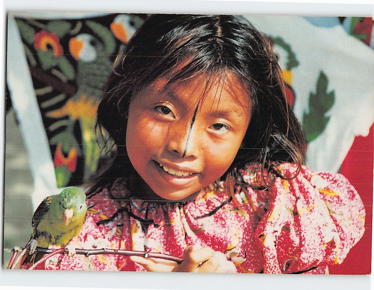 Postcard Lovely Kuna American Indian girl in San Blas Panama