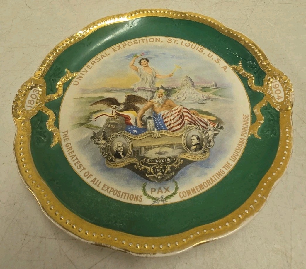 Antique 1904 World Fair St Louis Louisiana Purchase Commemorative Director Plate Antique 1904 World Fair St Louis Louisiana Purchase Commemorative Director Plate