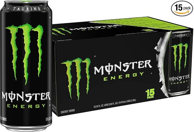 Monster Energy Drink, Green, Original, 16 Ounce (Pack of 15) Fresh Supply Monster Energy Drink, Green, Original, 16 Ounce (Pack of 15) Fresh Supply