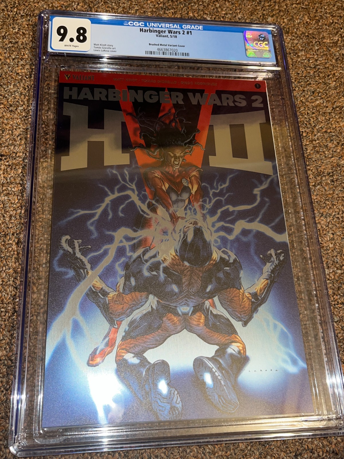 Harbinger Wars 1 (Valiant), Larosa 1:250 Brushed Metal Variant, CGC Graded 9.8 Harbinger Wars 1 (Valiant), Larosa 1:250 Brushed Metal Variant, CGC Graded 9.8