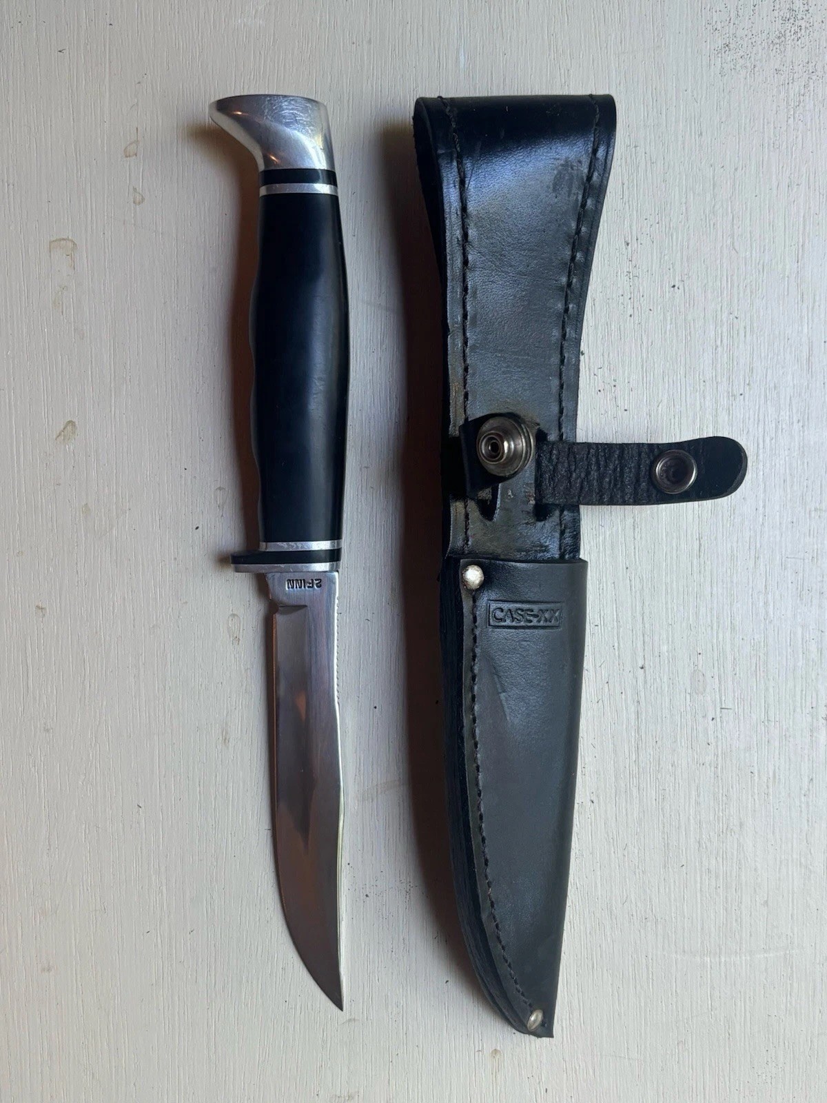 VINTAGE CASE XX 2 FINN USA KNIFE & ORIGINAL LEATHER SHEATH 1987 Never Sharpened