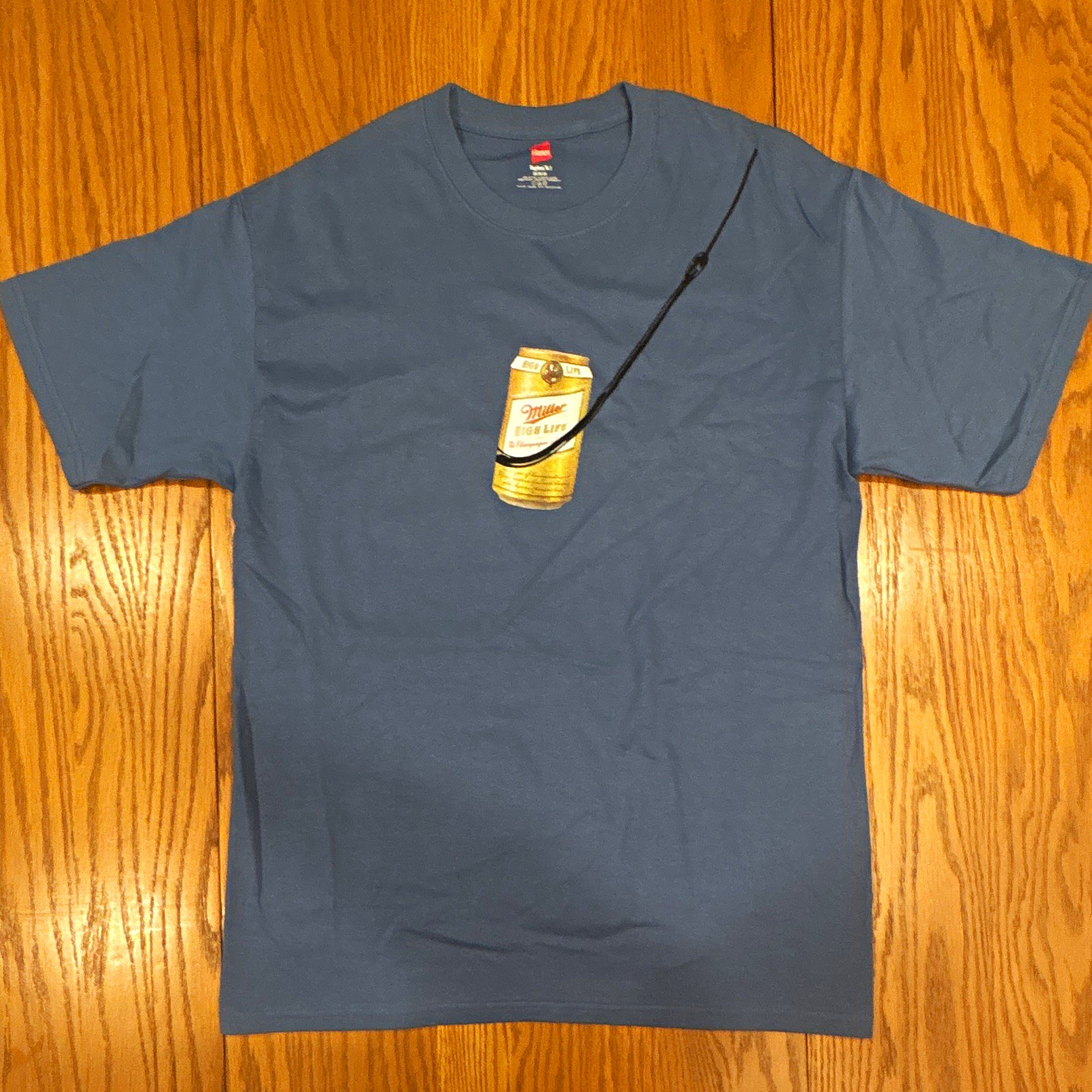 Miller High Life Hanes Tagless Blue T-Shirt M Beer Graphic Front & Back Vintage
