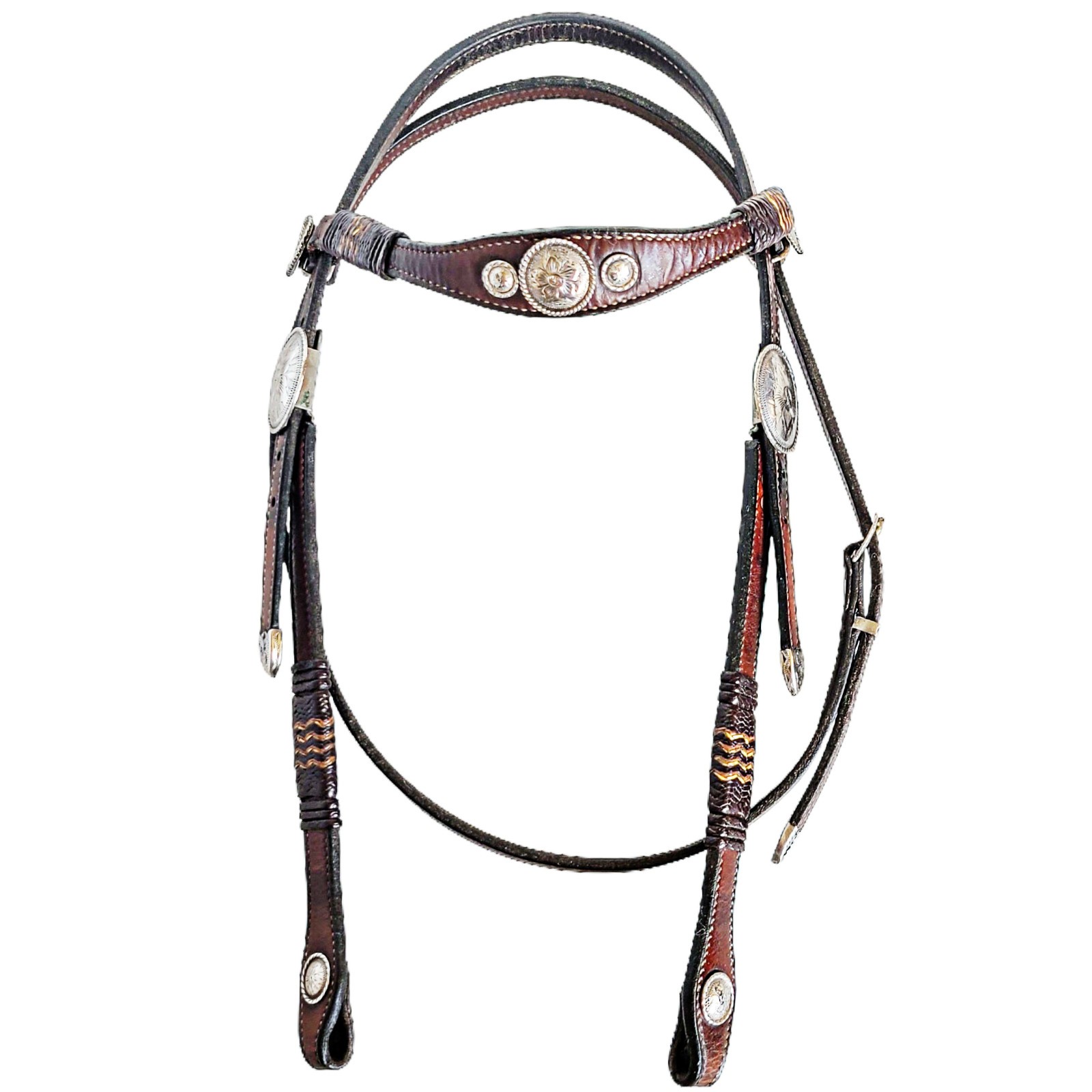 Chet Vogt Silversmiths Sterling Silver Braided Browband Ranch Headstall Bridle