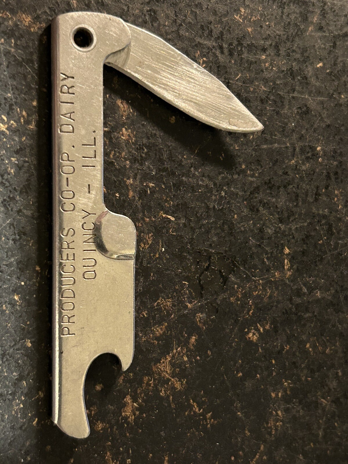 Vintage Producers Co-Op Dairy , Quincy ILL., Key Chain, Knife, Can Opener Vintage Producers Co-Op Dairy , Quincy ILL., Key Chain, Knife, Can Opener