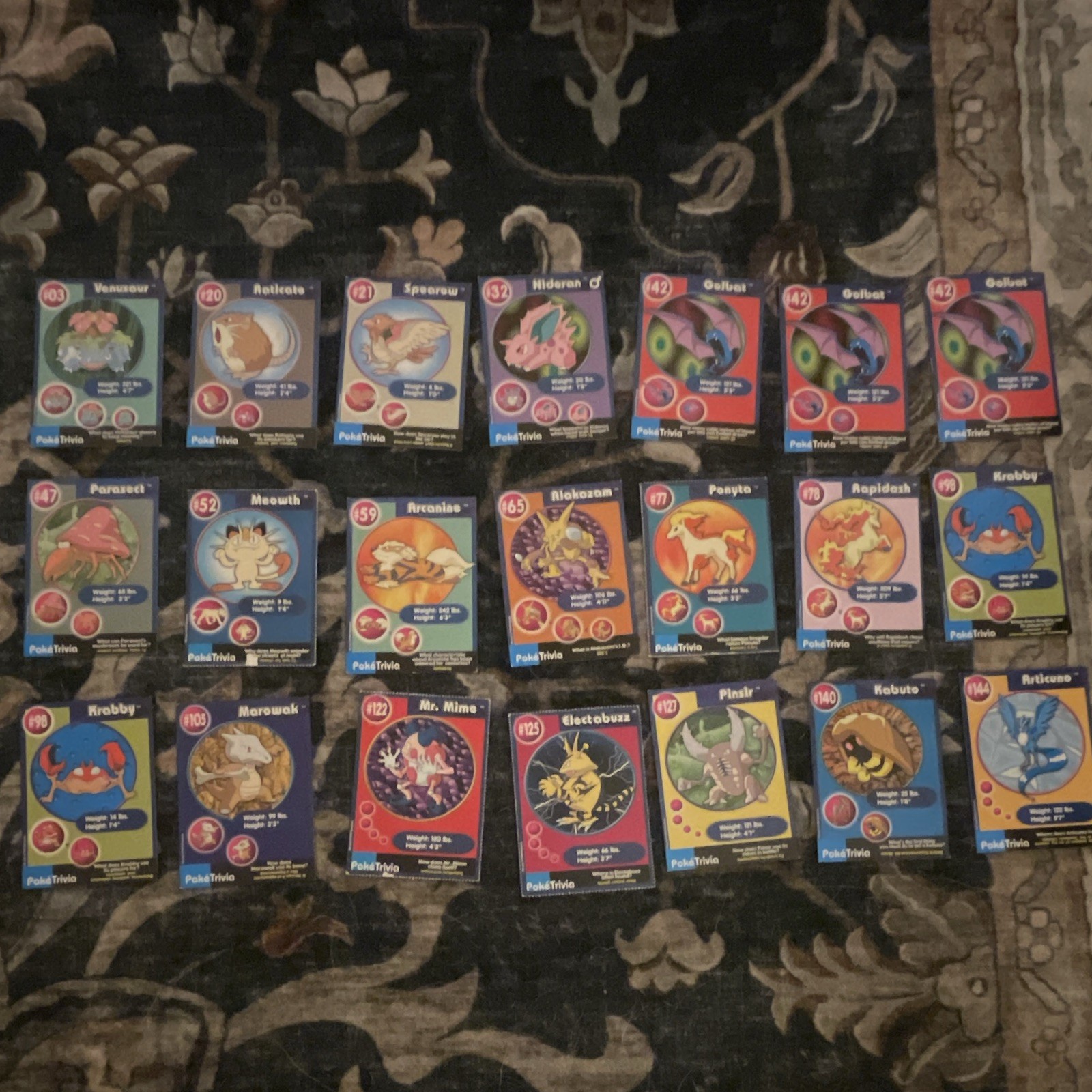 PokeTrivia Pokémon Trading Card 1999 Burker King Promo Lot of 21