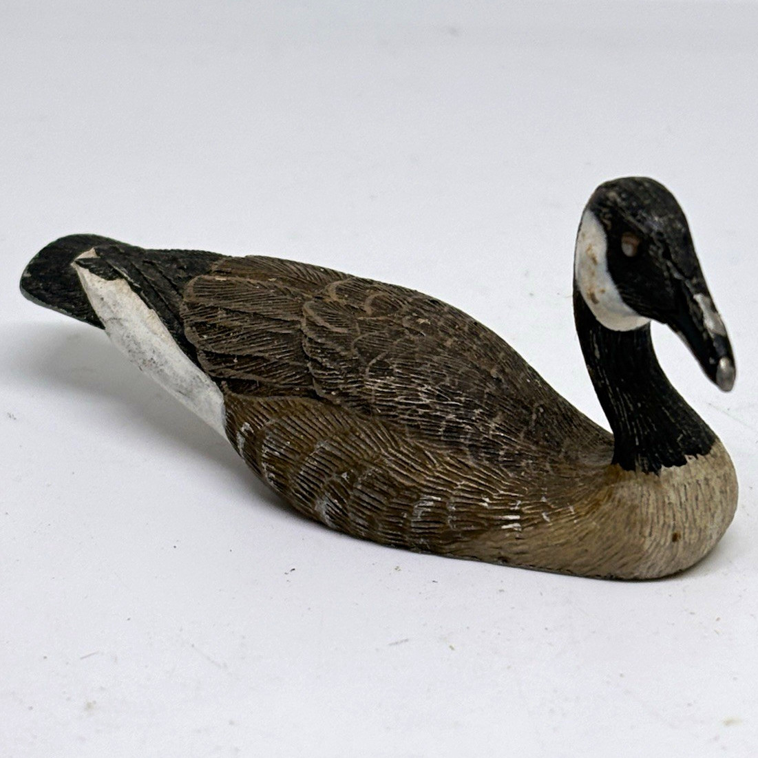 Vintage Bill Callahan Fine Pewter Hand-Painted Canada Goose Miniature Decoy