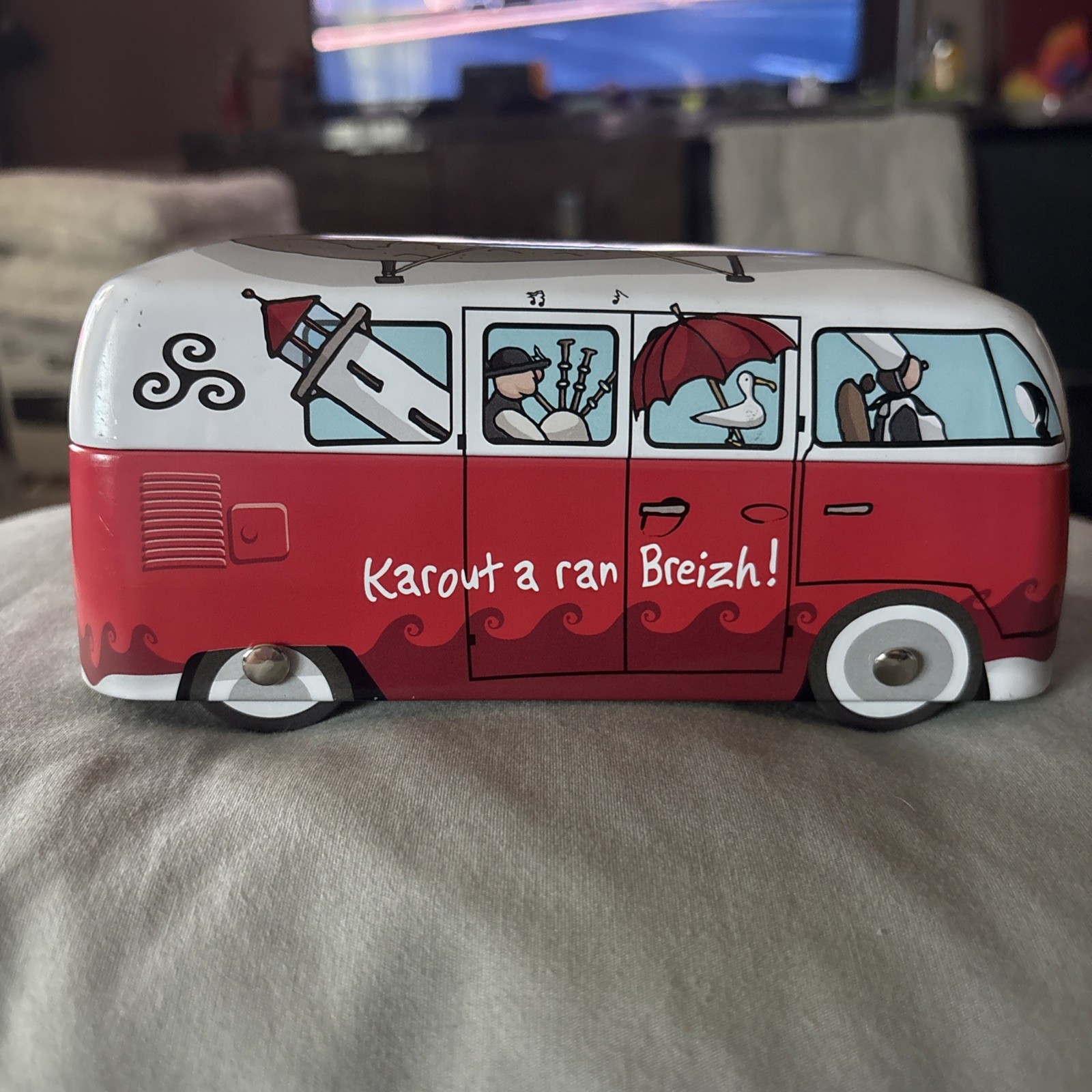 Collectible Volkswagen VW Metal Tin Bus VW Bus with J’aime La Bretagne France