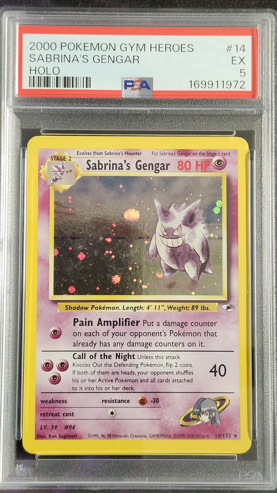 Pokemon PSA 5 Sabrina's Gengar 14 Gym Heroes Pokemon PSA 5 Sabrina's Gengar 14 Gym Heroes