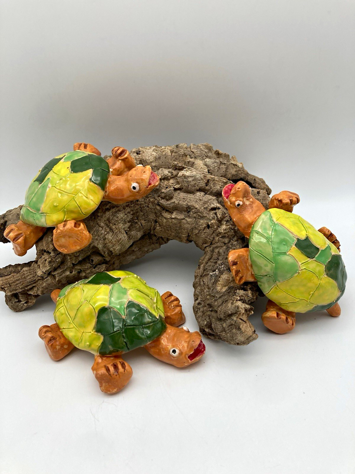 Handmade (Lot of 3) Decor Art Pottery Glazed Painted Ceramic Turtle Figurines Handmade (Lot of 3) Decor Art Pottery Glazed Painted Ceramic Turtle Figurines