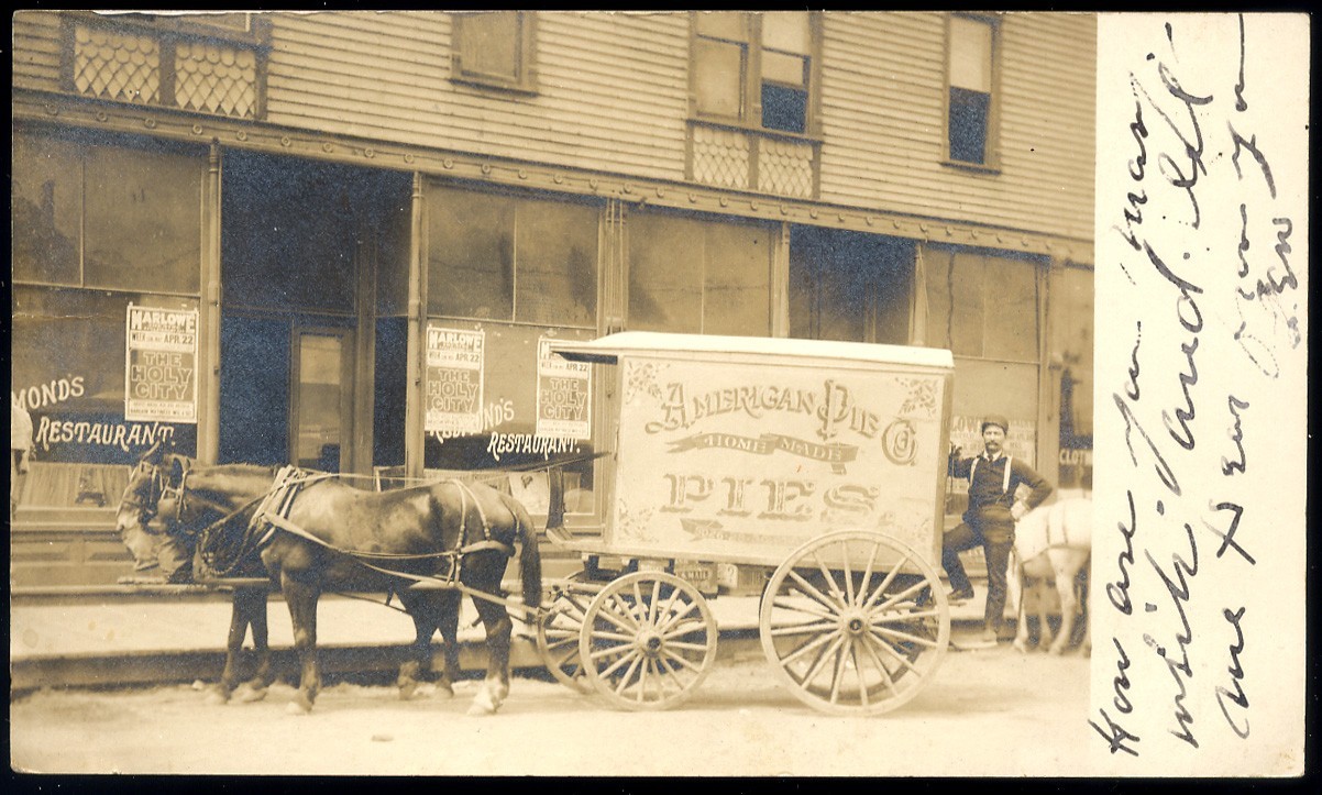 RPPC: Chicago Based 'American Pie Co.' Delivery Wagon, 1906, Real Photo Postcard RPPC: Chicago Based 'American Pie Co.' Delivery Wagon, 1906, Real Photo Postcard