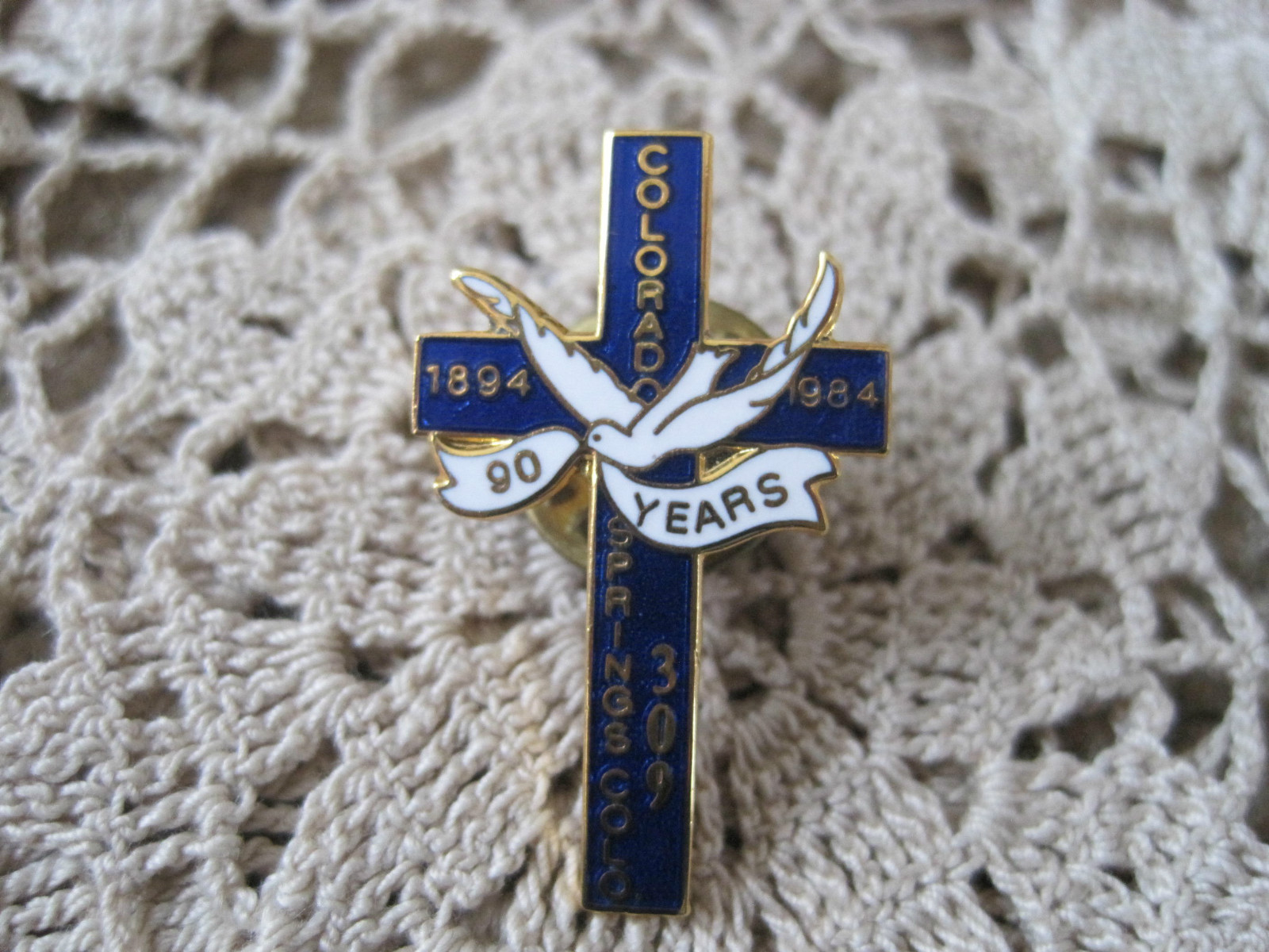 Cross Colorado Springs 90 Years Pin Vintage 1984-1994 #309 Religious