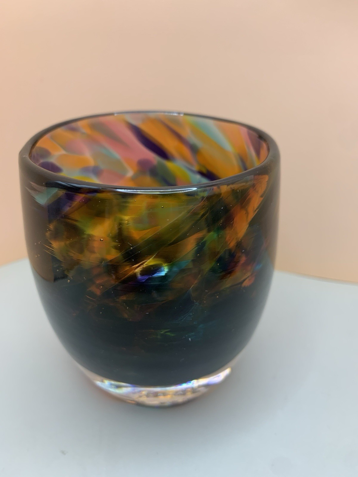Glassbaby Votive Candle Holder Hand Crafted Dark Swirled ‘Beyond The Stars’ EUC Glassbaby Votive Candle Holder Hand Crafted Dark Swirled ‘Beyond The Stars’ EUC