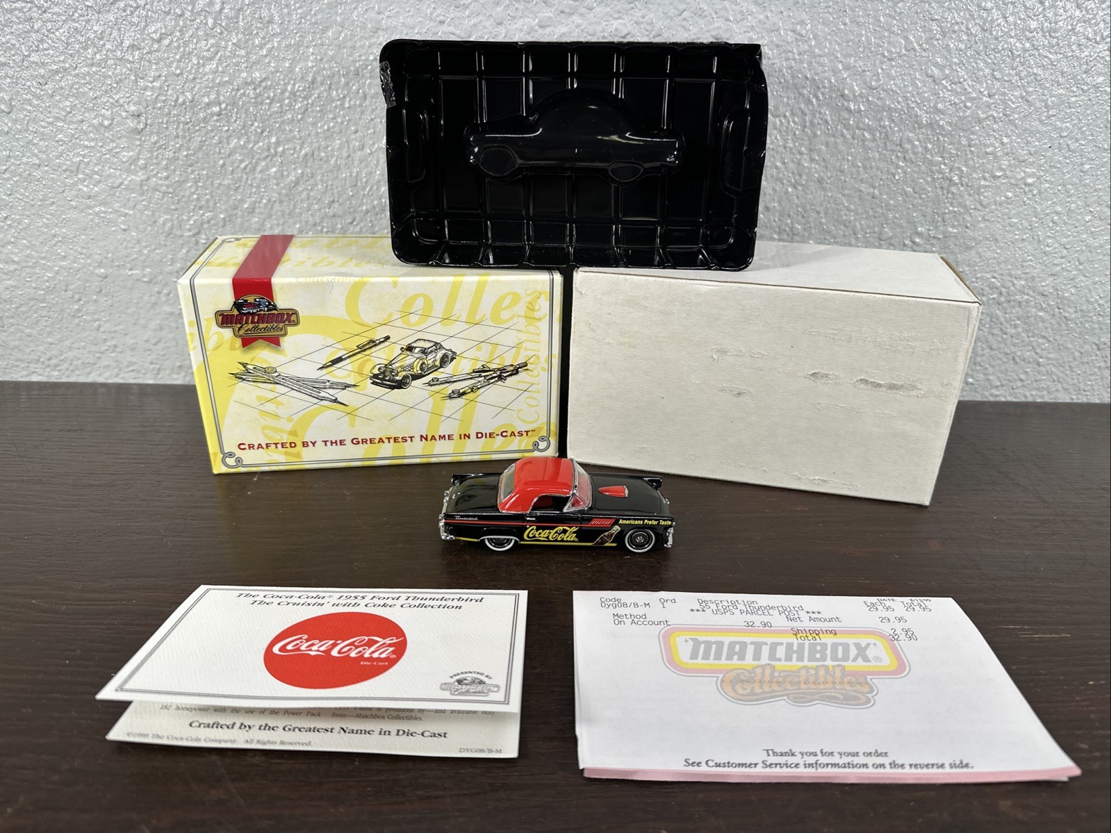 COCA-COLA MATCHBOX COLLECTIBLES 1955 FORD THUNDERBIRD w/COA & ORIGINAL BOX