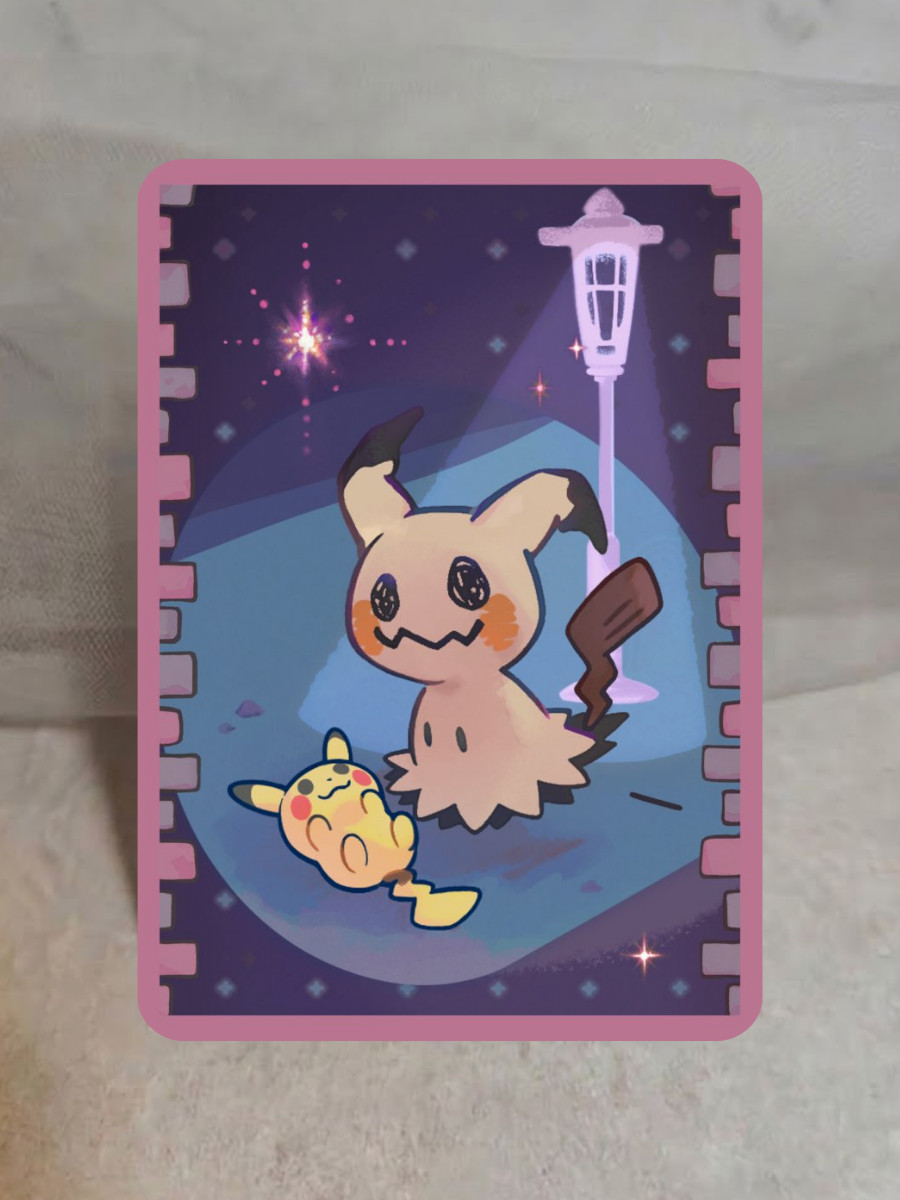 Mimikyu Variation Pokemon Sticker, Credit Card Skin Decal, Anime Holographic