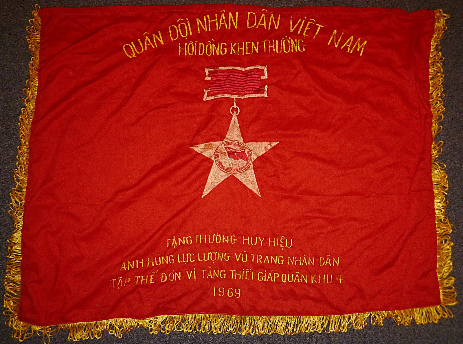 Hero of the Armed Forces - 1969 Military Region 4 - Viet Cong Flag - Vietnam War
