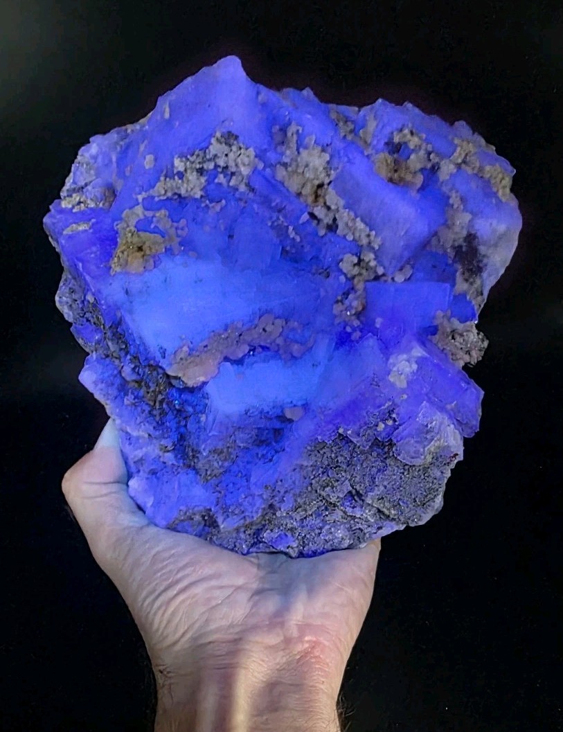 Huge 6LB White Fluorite w/ UV Reactive Manganese Calcite Morocco